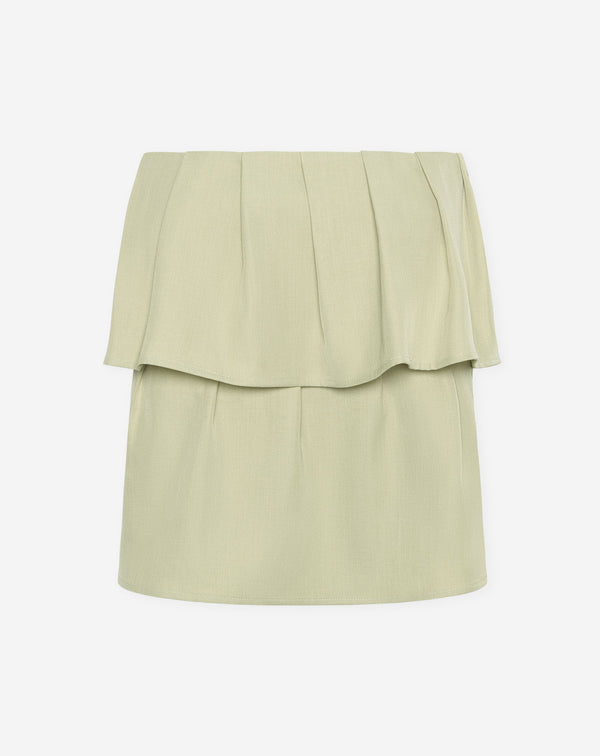 LORNA BANDEAU FRILL TOP PISTACHE