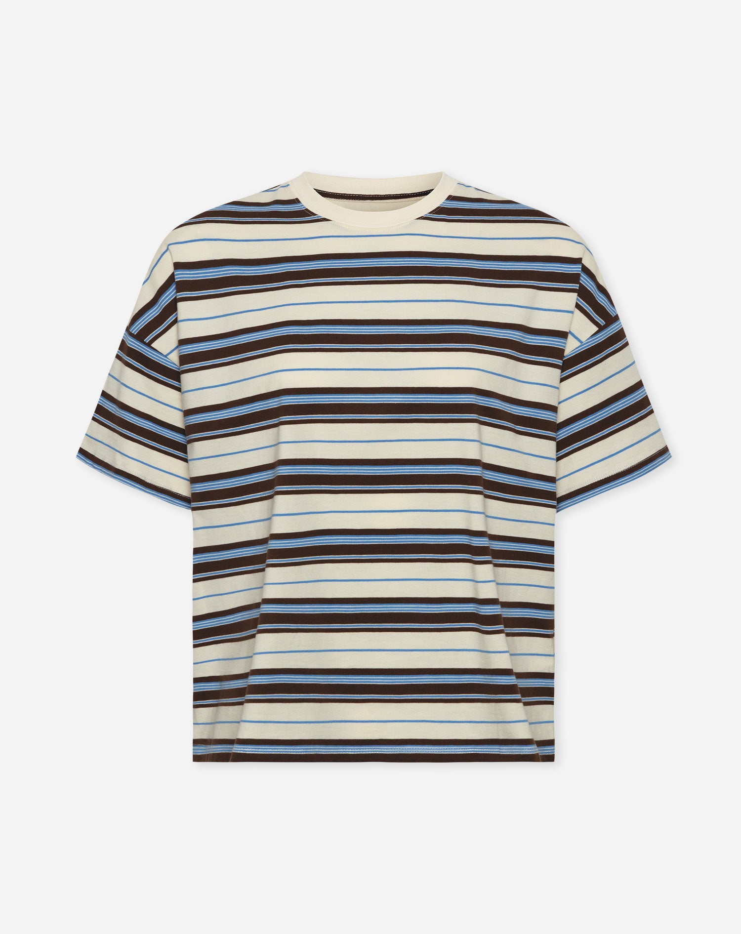 LAYA STRIPED SHORT SLEEVE OVERSIZED TEE CRÈME