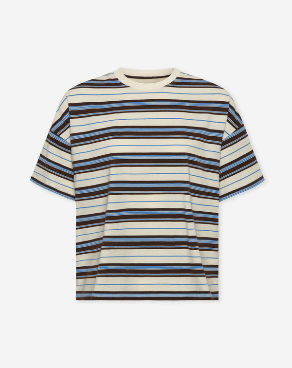 LAYA STRIPED SHORT SLEEVE OVERSIZED TEE CRÈME