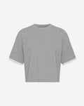 SHORT SLEEVE LACE CROPPED TEE GRIJS MELANGE
