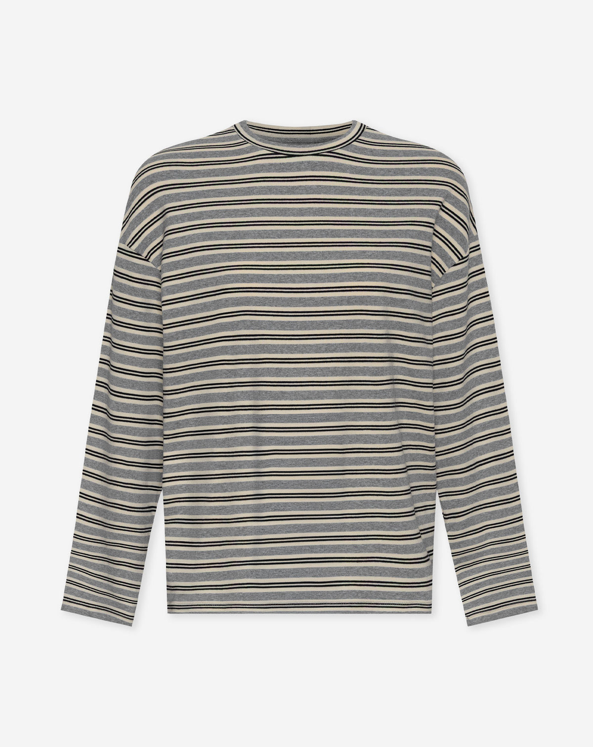 ELAINE STRIPED LONG SLEEVE OVERSIZED TEE GRIJS MELANGE