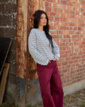 ELAINE STRIPED LONG SLEEVE OVERSIZED TEE GRIJS MELANGE