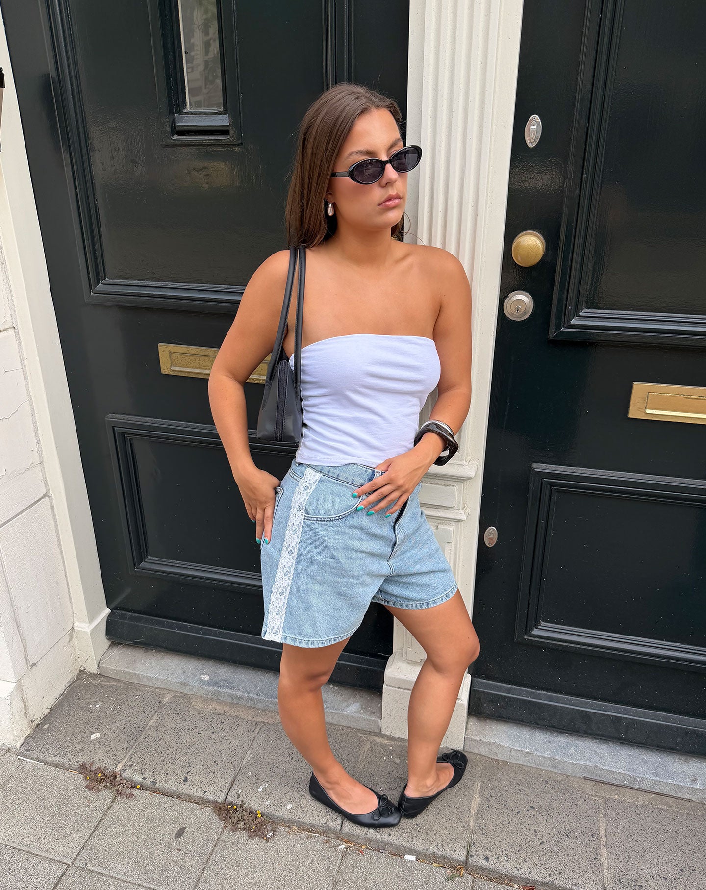 LACE TAPE DENIM SHORT WIT