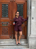 RAY LINEN OVERSIZED BLOUSE DONKER BURGUNDY