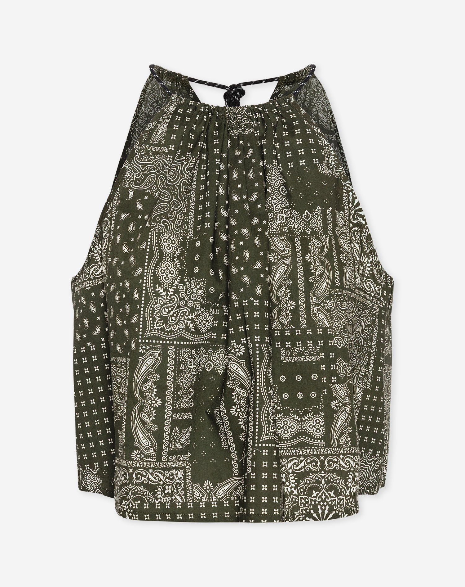 AMARI BANDANA LACE HALTER TOP GROEN