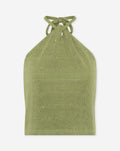 RICKY KNITTED SEQUINS HALTER TOP PISTACHE