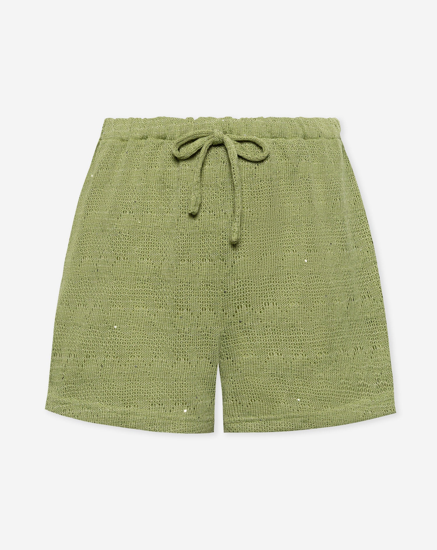 RICKY KNITTED SEQUINS PULL ON SHORTS PISTACHE