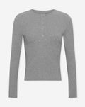 SOLID HENLEY RIB TOP GREY MELANGE