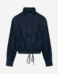 FLOWY FUNNEL DENIM JACKET DONKERBLAUW
