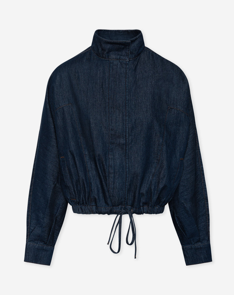 FLOWY FUNNEL DENIM JACKET DARK BLUE