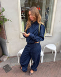 FLOWY FUNNEL DENIM JACKET DONKERBLAUW