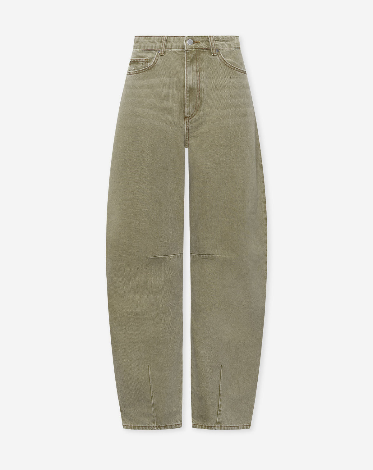 AIMEE BARREL LEG JEANS OLIJFGROEN
