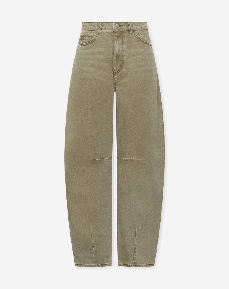 AIMEE BARREL LEG JEANS OLIVE GREEN