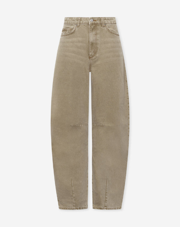 AIMEE BARREL LEG JEANS OLIVE GREEN