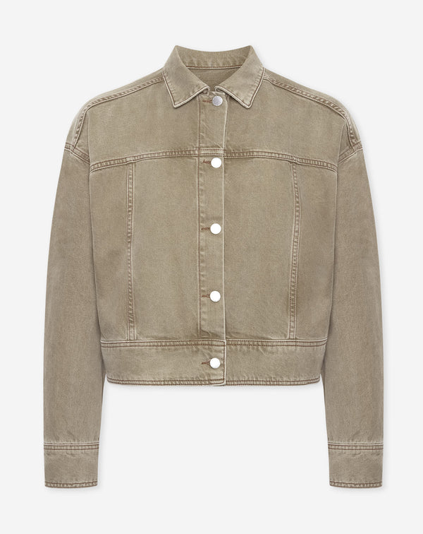 AIMEE DENIM JACKET OLIVE GREEN