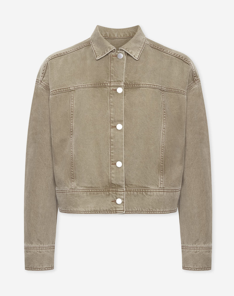 AIMEE DENIM JACKET OLIJFGROEN