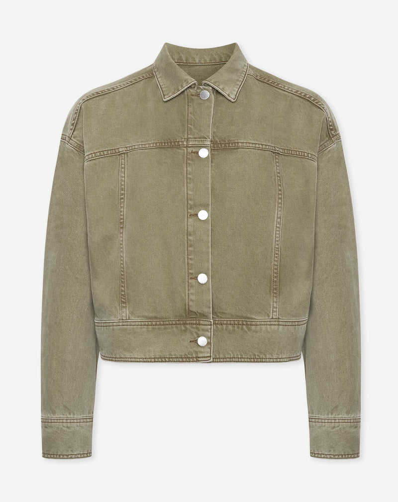 AIMEE DENIM JACKET OLIVE GREEN