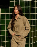 AIMEE DENIM JACKET OLIJFGROEN