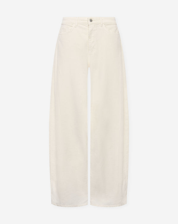CORDUROY BARREL PANTS CREAM