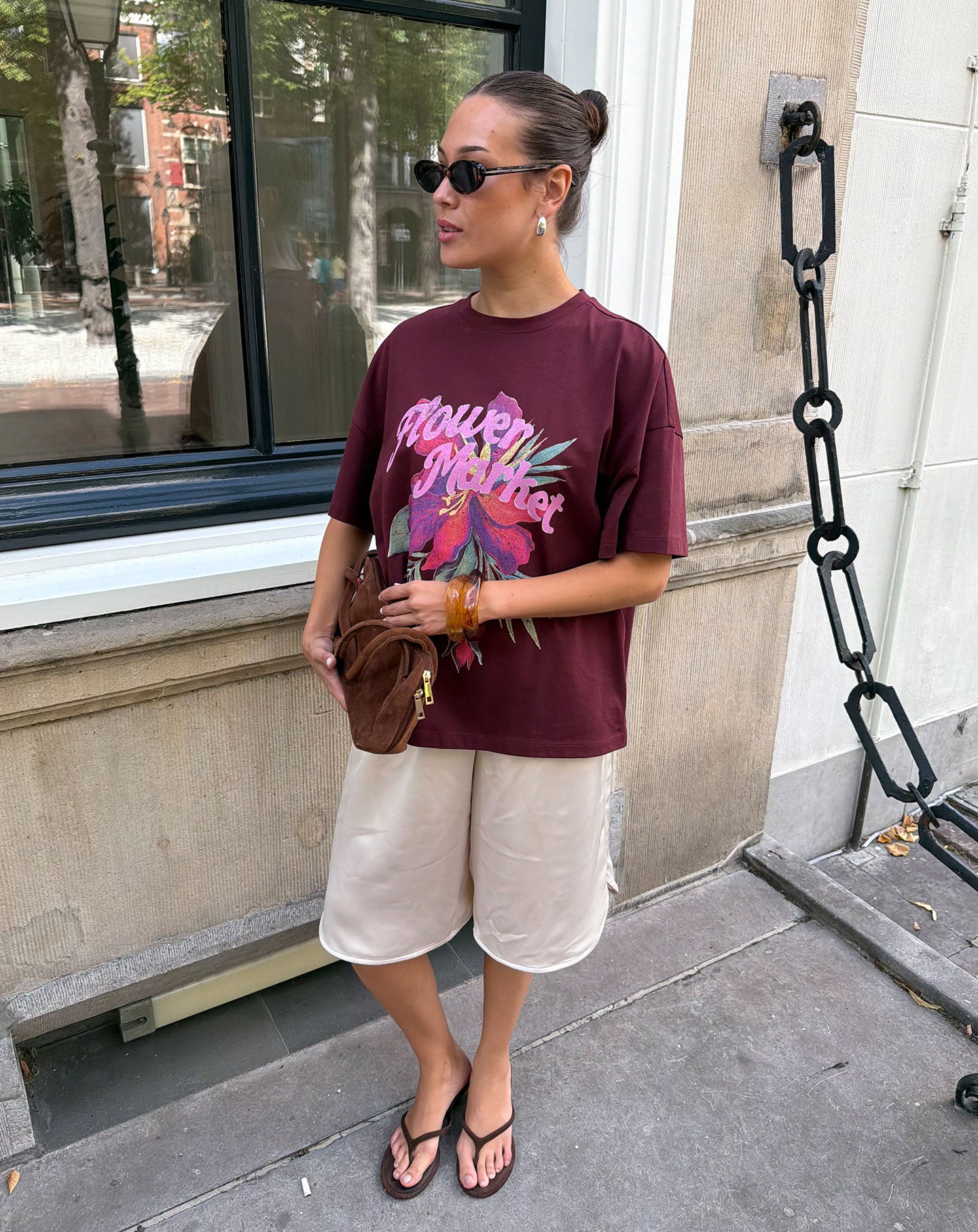 FLOWER MARKET OVERSIZED TEE BURGUNDY