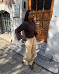 WAISTED LONGSLEEVE TOP DONKERBRUIN