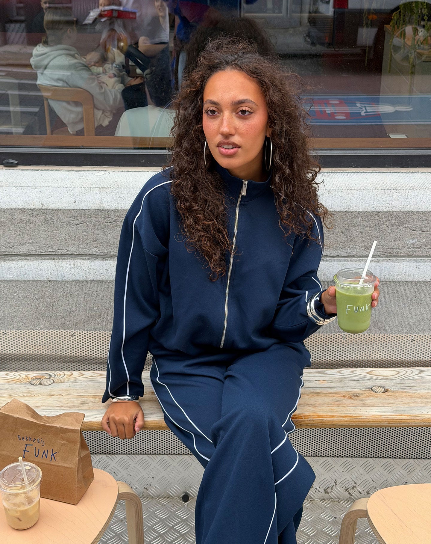 SCUBA PIPING ZIP SWEAT DONKERBLAUW