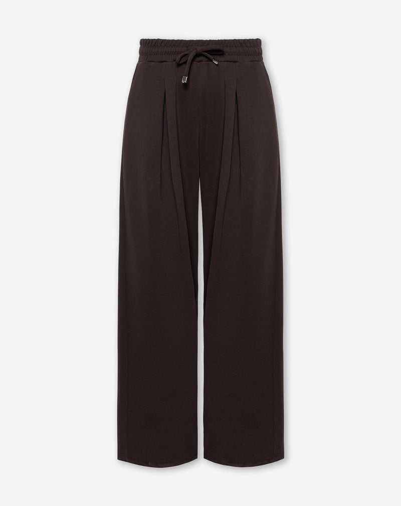SCUBA PLEATED PANTS DARK BROWN