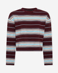 LAINA STRIPED LONG SLEEVE CROPPED TEE BLAUW