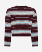 LAINA STRIPED LONG SLEEVE CROPPED TEE BLUE