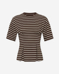 CINCHED PEPLUM TEE BROWN