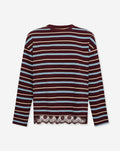 LAILA LACE STRIPE LONGSLEEVE TEE BURGUNDY