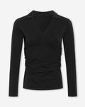 FITTED VNECK POLO TEE ZWART
