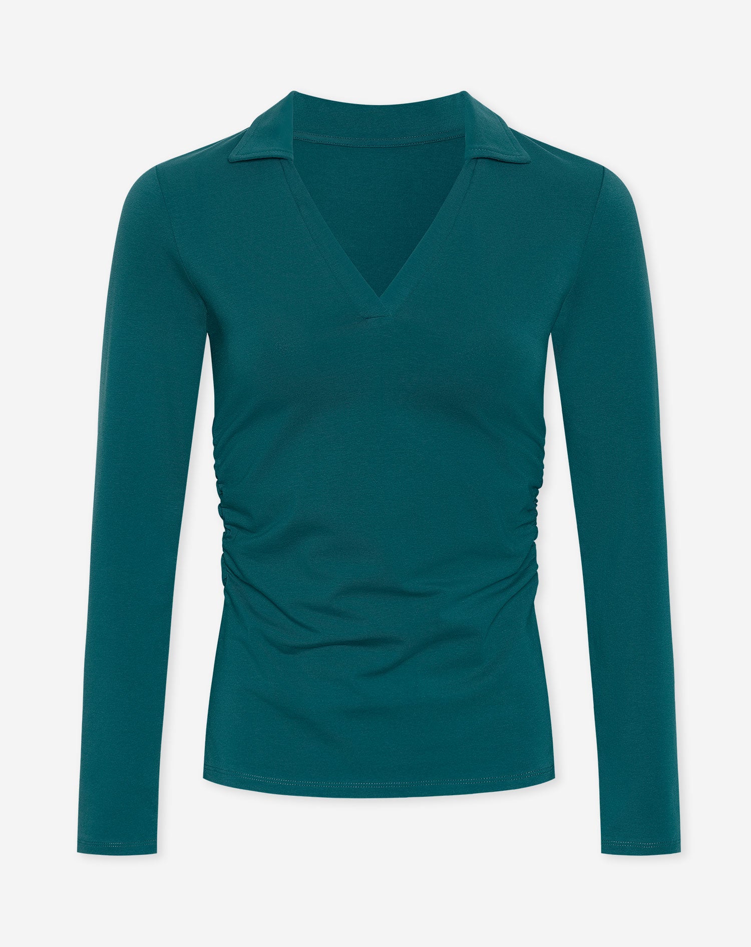FITTED VNECK POLO TEE TEAL