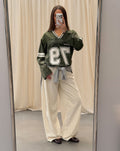 CARRIE SATIN LONG SLEEVE TEE ARMY GREEN