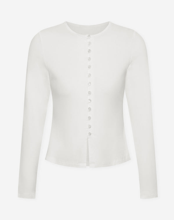 BUTTON LONGSLEEVE TOP CRÈME
