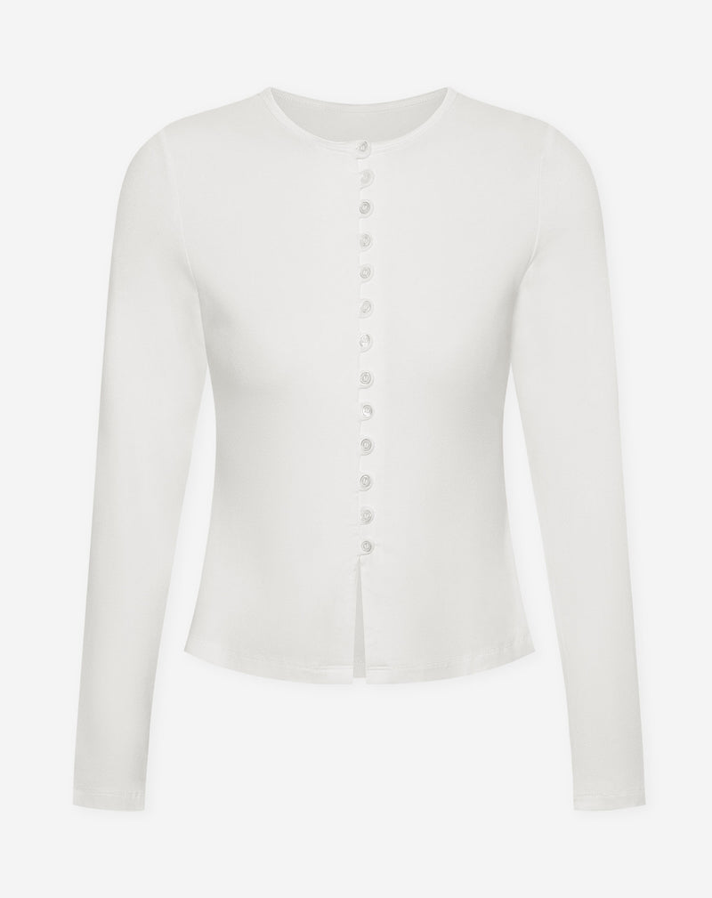 BUTTON LONGSLEEVE TOP CREAM