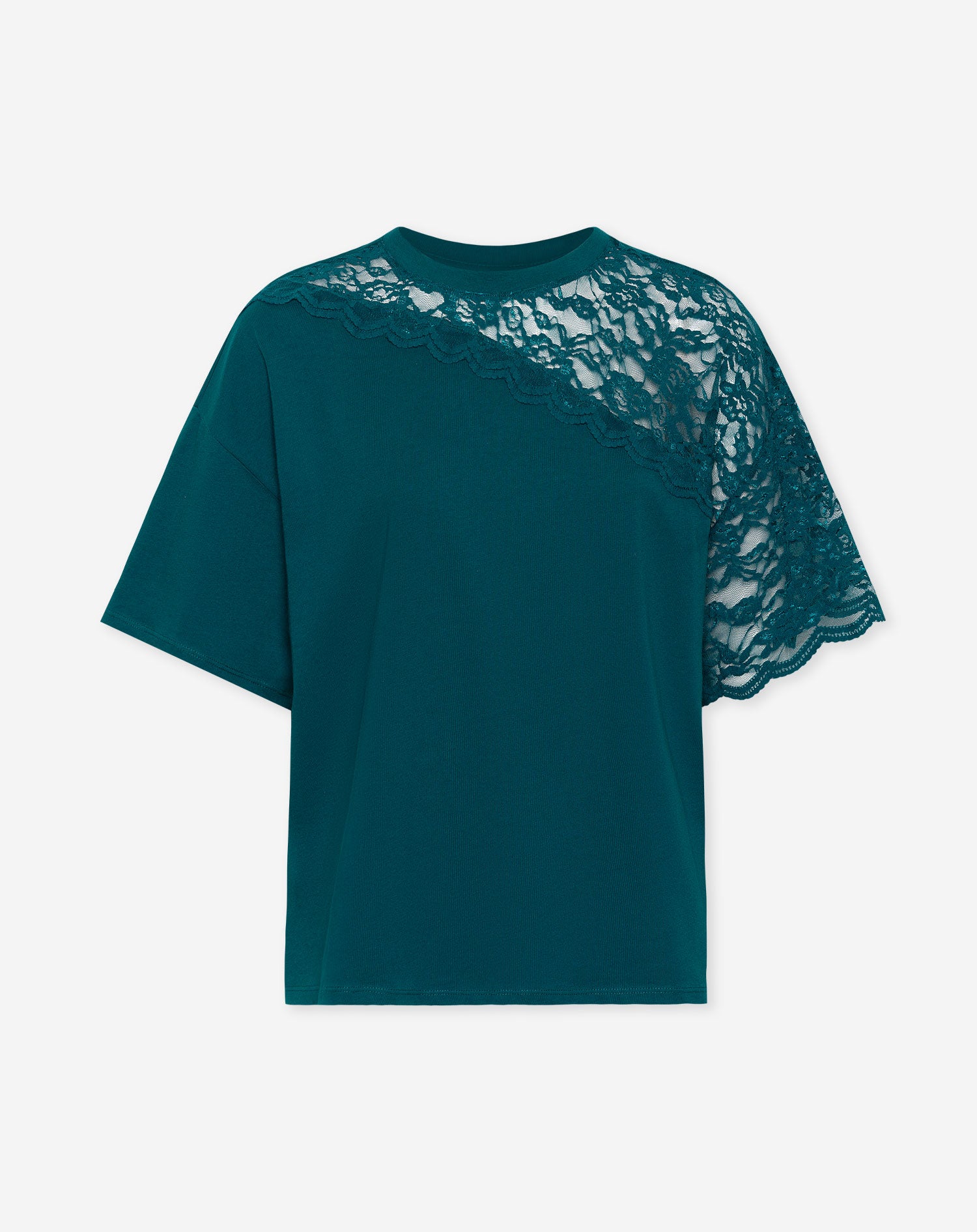 LACE BOXY TEE TEAL