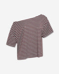 LOIZA OFF SHOULDER STRIPE TEE GREY MELANGE