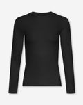 SHEER FITTED LONGSLEEVE TEE ZWART