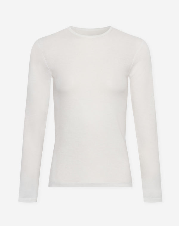 SHEER FITTED LONGSLEEVE TEE CRÈME