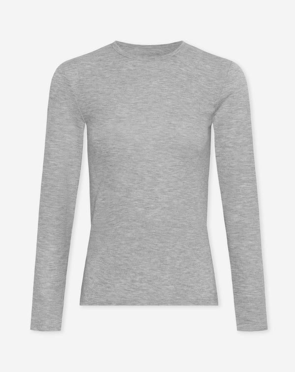 SHEER FITTED LONGSLEEVE TEE GRIJS MELANGE