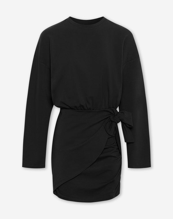 JERSEY WRAP DRESS ZWART