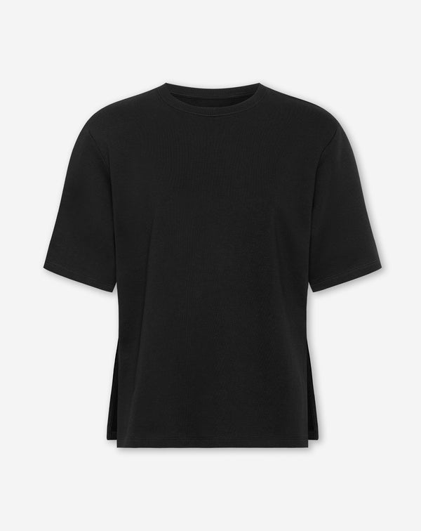 BOXY PADDED SLIT SWEAT TEE ZWART