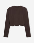 PADDED SHOULDER BUBBLE HEM LONGSLEEVE TEE BROWN