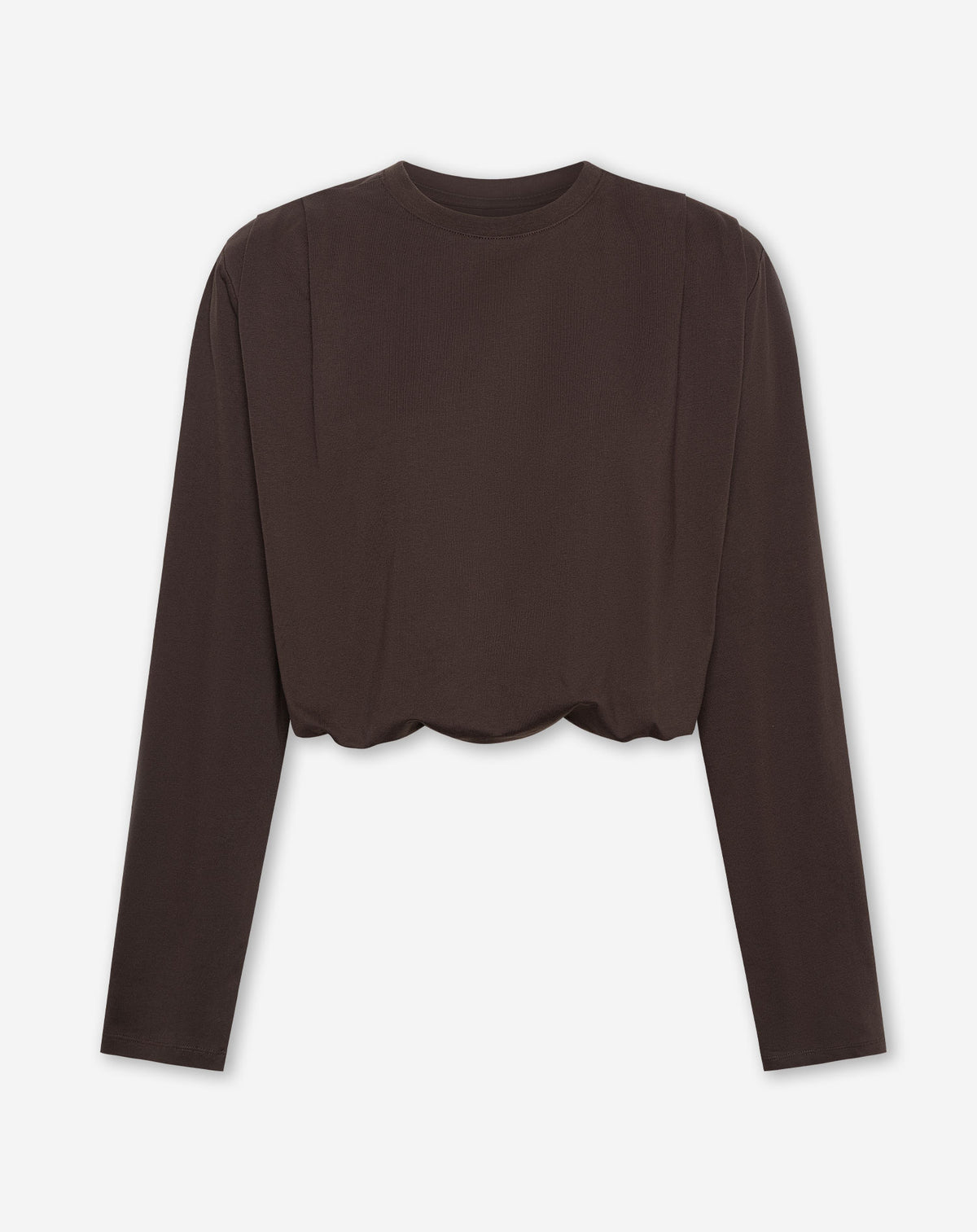 PADDED SHOULDER BUBBLE HEM LONGSLEEVE TEE BRUIN
