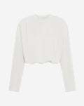 PADDED SHOULDER BUBBLE HEM LONGSLEEVE TEE CRÈME