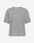 BOXY PADDED SLIT SWEAT TEE GRIJS MELANGE