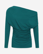 OFF SHOULDER DRAPE TOP TEAL