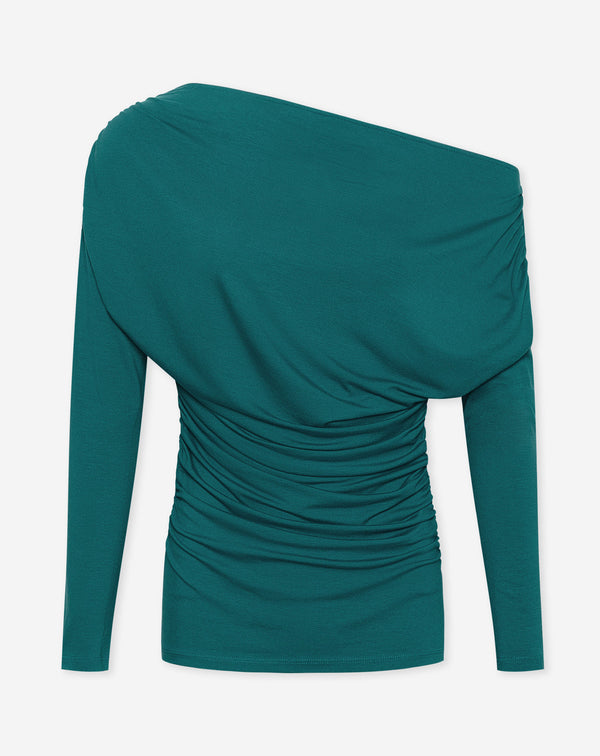 OFF SHOULDER DRAPE TOP TEAL