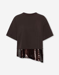 ASYMMETRIC SEQUIN BOTTOM TEE DONKERBRUIN